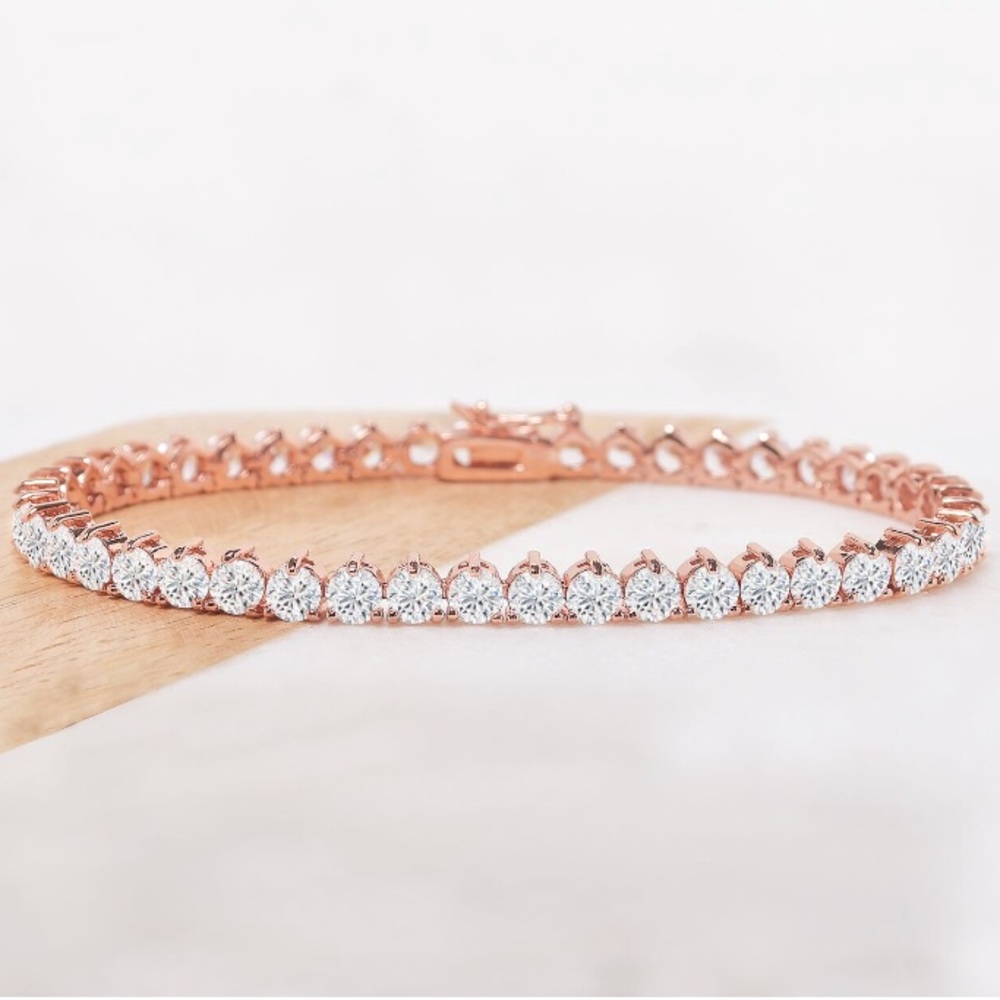 CZ Tennis Bracelet 18K Rose Gold Plated